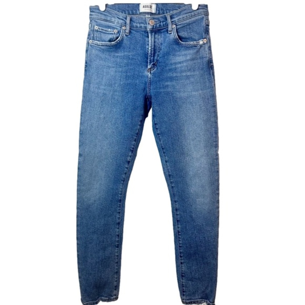 Agolde Toni Jeans Distressed Hem Medium Wash Size 25